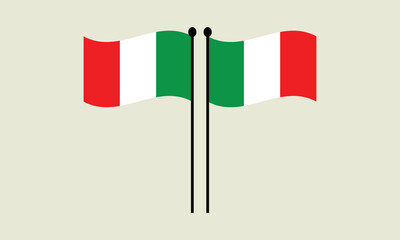 Minimalist illustration of two Italian flags crossed together on beige background. A symbol of national pride, celebration, culture, and international unity.