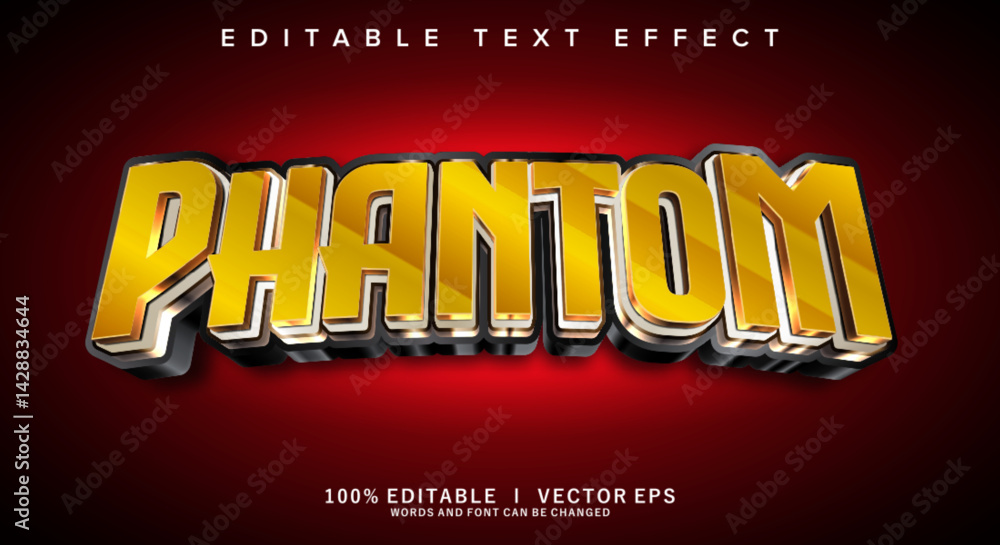 Poster phantom 3d vector text effect with modern style design