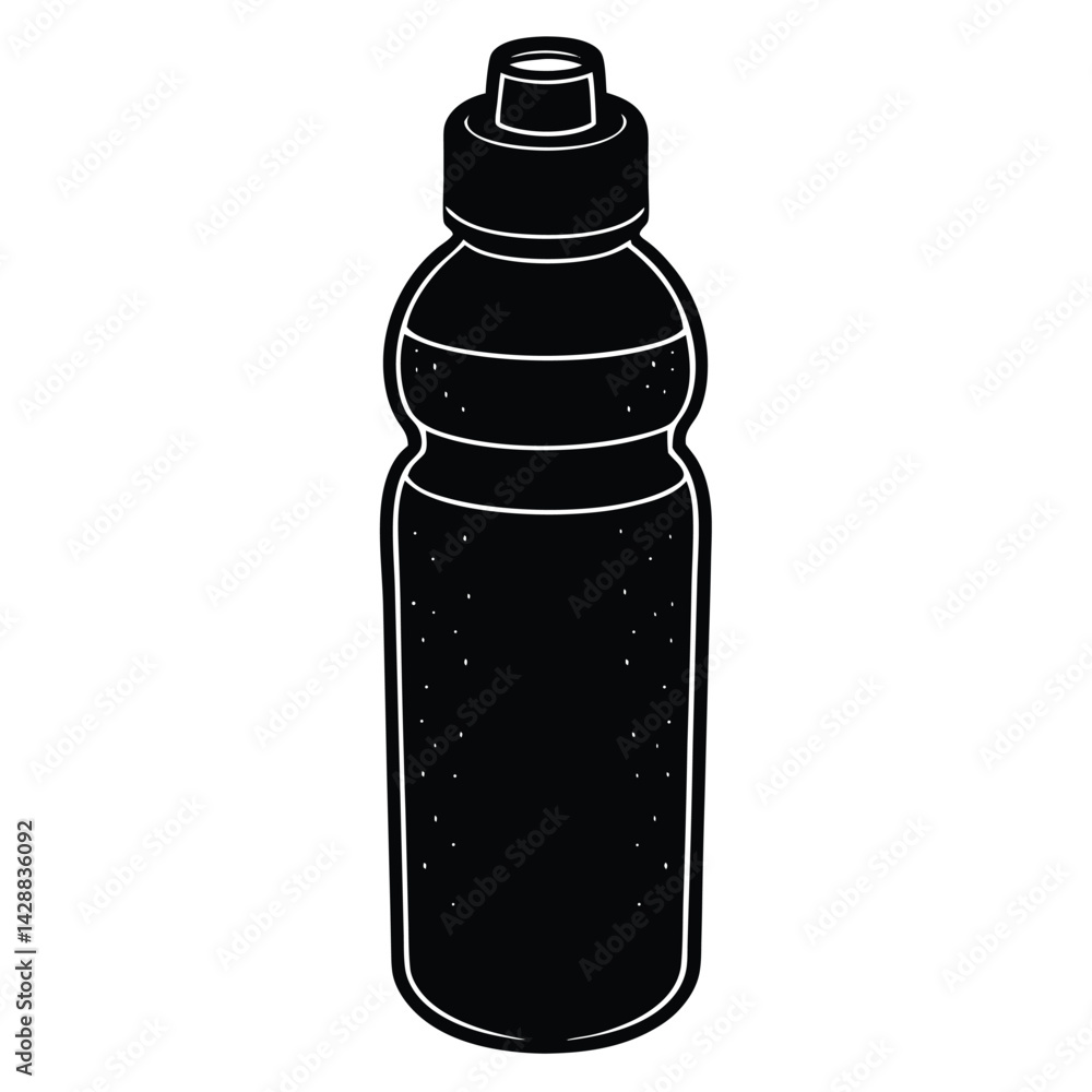 Poster isolated black vector dancer using element water bottle with white background