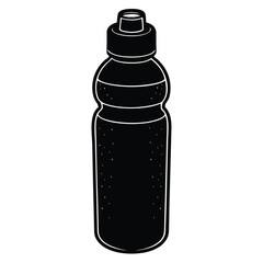 Isolated Black Vector Dancer using Element water bottle With White Background