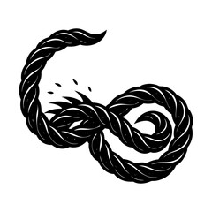 Stylized rope illustration with twisted design art silhouette