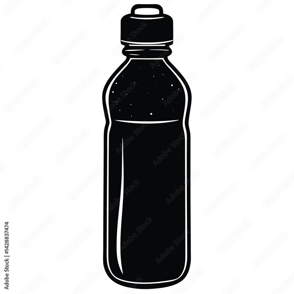 Poster isolated black vector dancer using element water bottle with white background