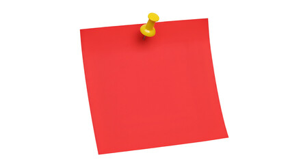 Red sticky note with yellow pushpin
