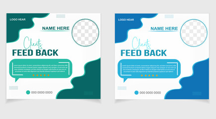 Customer feedback testimonial social media post web banner template.