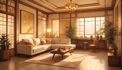 interior modern design room 3d