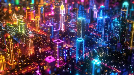 3D visualization of smart city building with future technology concept. AI generated image