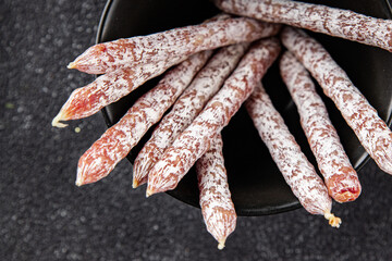 Sausage dried salami aperitif meat natural food dish organic product fresh tasty gourmet food...