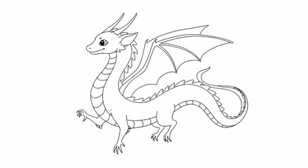 Obraz premium Minimalist Line Art Dragon: A Clean and Elegant Illustration of a Mythical Creature 