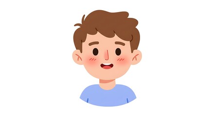 Obraz premium Charming cartoon illustration of a happy young boy with rosy cheeks on clear background
