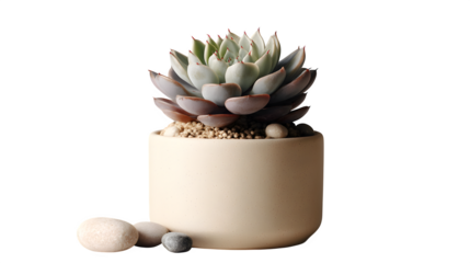 **Succulent in matte beige planter, minimal style
