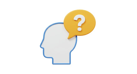 Isolated Question Mark in Think Bubble on Head