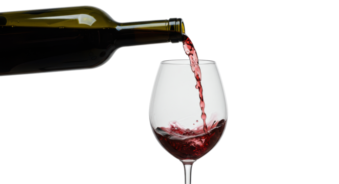 Isolated Red Wine Pouring into a Glass