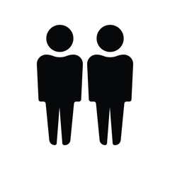 Minimal icon of two small people standing side by side