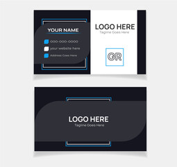 Double-sided creative business card template. landscape orientation and vertical layout. Vector illustration.