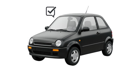 Isolated Car with Speech Bubble Checkmark