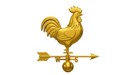 Isolated Golden Rooster Weather Vane