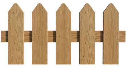 Isolated Simple Wooden Garden Fence Panel Section