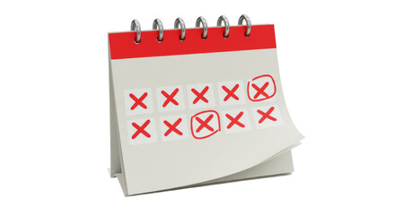 Isolated Calendar with Marked Dates and Canceled Days