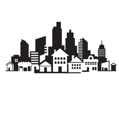 Naklejka premium set vector various Buildings icon and office icon silhouettes