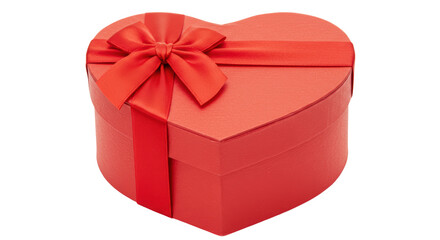 Isolated Red Heart Shaped Gift Box with Ribbon