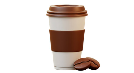 Isolated Coffee Cup with Coffee Beans