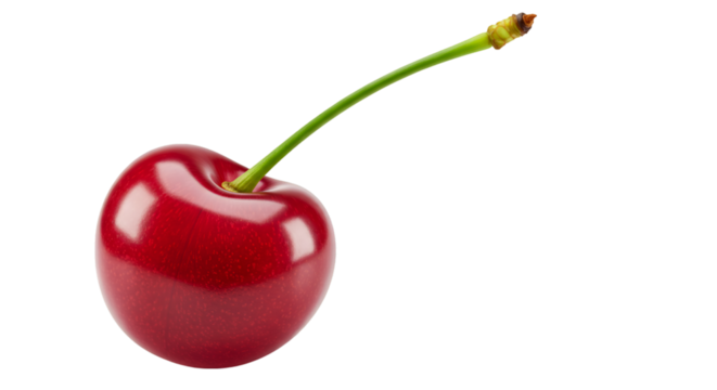 Single fresh red cherry