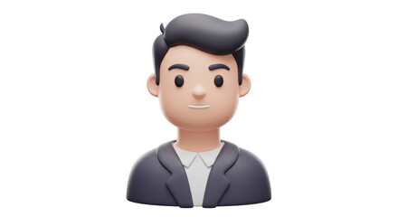 Isolated Smiling Businessman Avatar with Gray Suit
