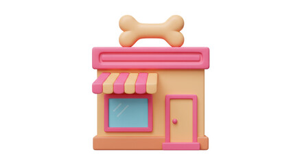 Isolated Pet Shop with Bone Sign Storefront Cartoon