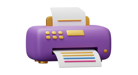 Isolated Purple Printer Printing Colored Lines