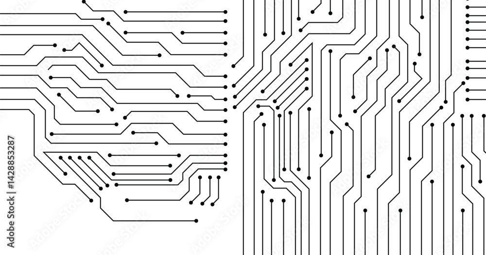 Poster circuit board texture background, seamless pattern. circuit board abstract technology on white backg
