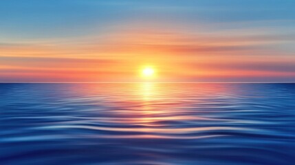 Obraz premium Ocean Sunset View with Calm Water and Colorful Sky Landscape