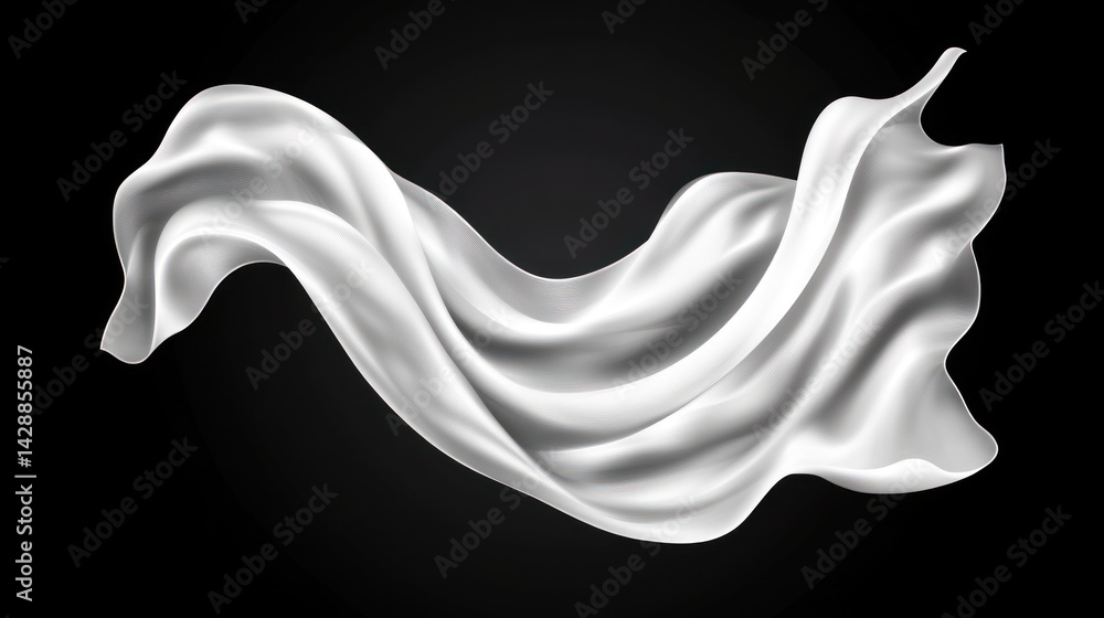 Aufkleber elegant white silk fabric flowing gracefully against a stark black background capturing movement and