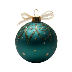 Teal Christmas Ornament Gold Glitter Design