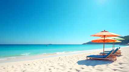 Relaxing Summer Day on a Sunny Beach with Orange Drink and Flip Flops