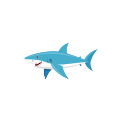 shark Vector Illustration, Dangerous aquatic animal Character for decor.