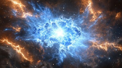 Obraz premium Cosmic energy explosion in deep space. A vibrant, powerful, and dynamic celestial event.