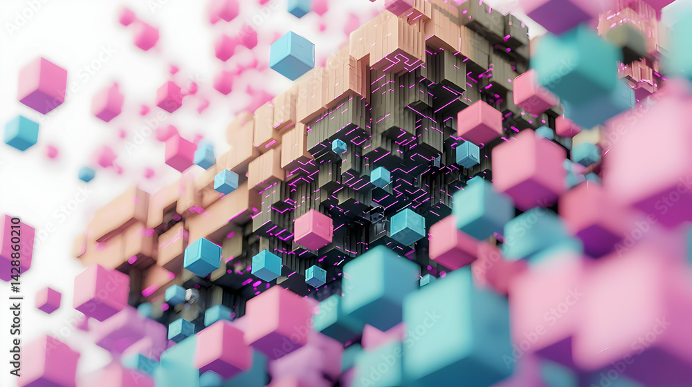 Aufkleber abstract colorful geometric cube pattern design