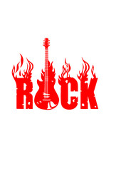 rock guitare electrique flamme mot musique feu