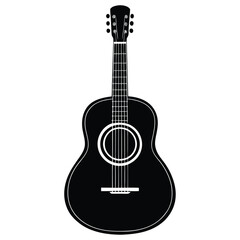 Obraz premium Isolated Black Vector Musician using Element acoustic guitar With White Background