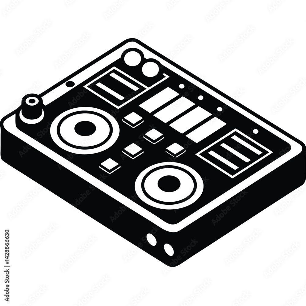 Poster isolated black vector musician using element audio interface with white background