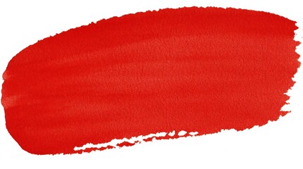 Fototapeta premium Abstract red paint stroke on white background. Texture of paint is visible. Brush stroke is horizontal with rough edges