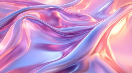 Obraz premium Fluid waves of pastel hues create an enchanting abstract holographic landscape that mesmerizes the senses and sparks imagination