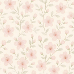 Obraz premium Delicate Cherry Blossom Seamless Pattern for Wedding Design