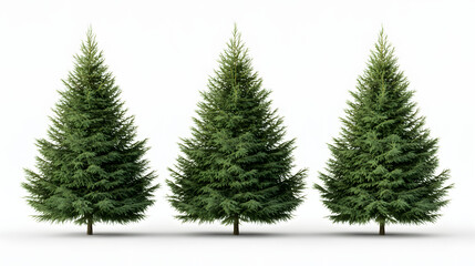 Obraz premium Green fir christmas tree isolated on white evokes a winter holiday scene