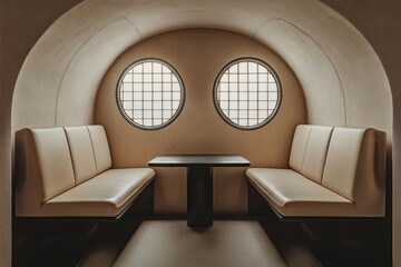 Fototapeta premium Cozy, minimalist booth seating area