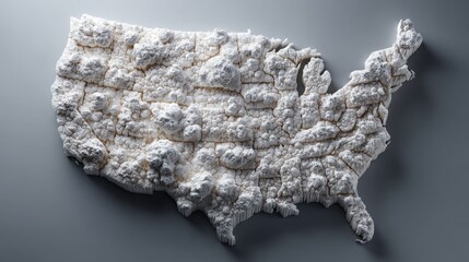 Detailed representation of the united states highlighting biotech startup innovation and life sciences advancements in a unique style