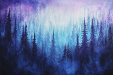 Mystical, misty forest landscape