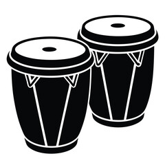 Isolated Black Vector Musician using Element bongos With White Background