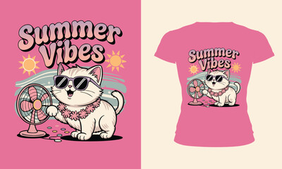 Fun Summer Cat Graphic Tee: Chill in Style