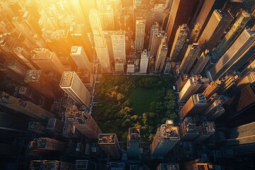 Obraz premium Aerial Cityscape Above Central Park